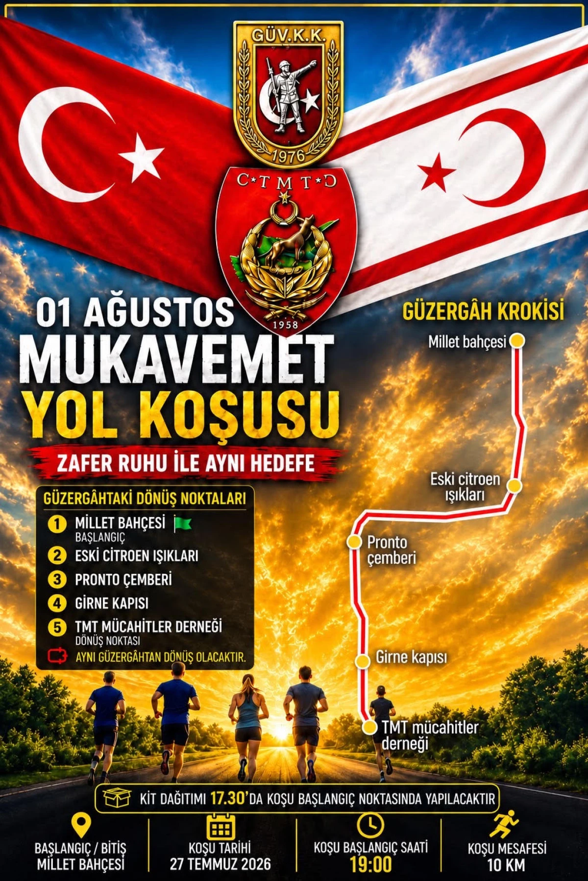 1 Ağustos Mukavemet Yol Koşusu" yarın&hellip;Lefkoşa&rsquo;da bazı yollar trafiğe kapanacak