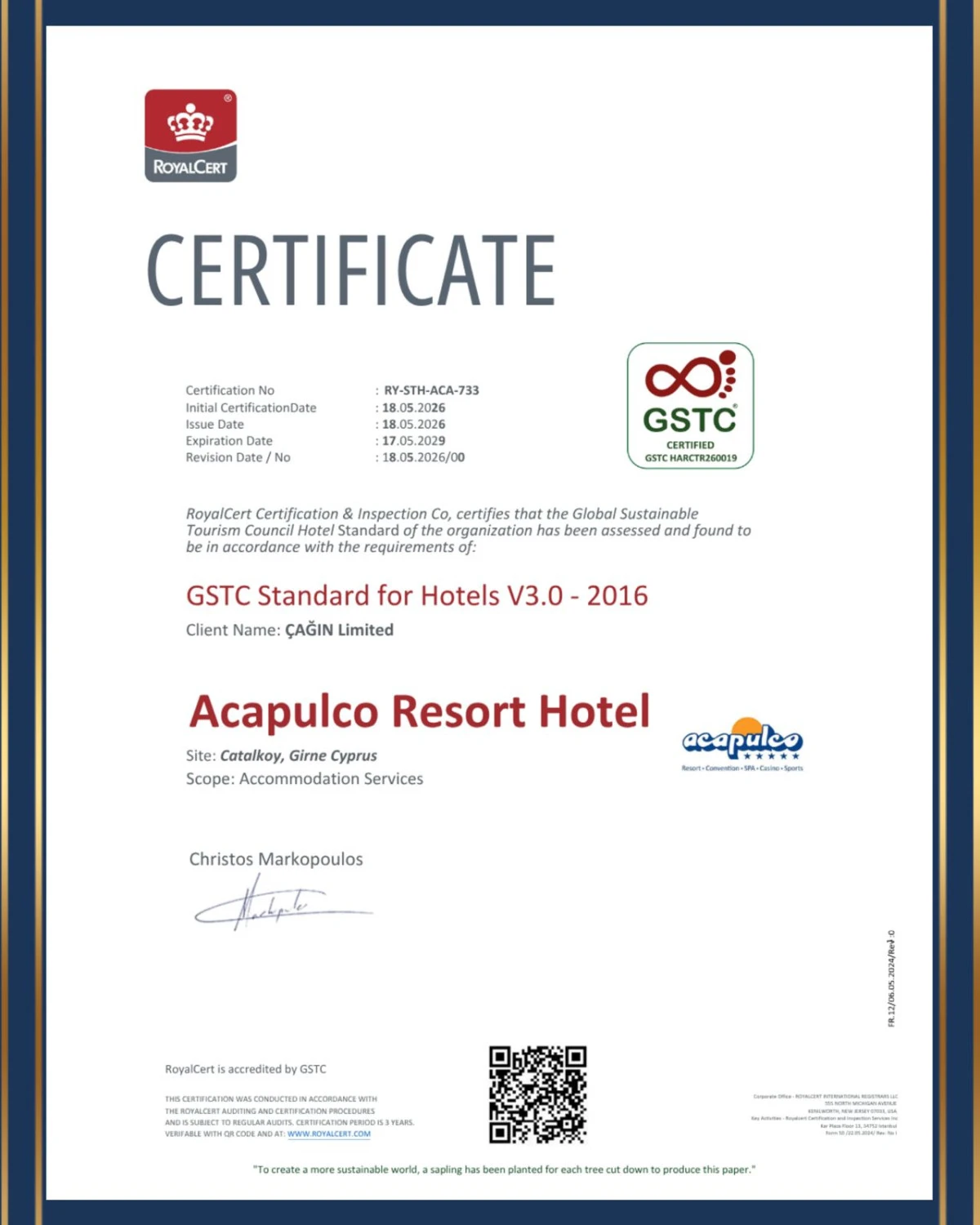 Acapulco Resort'un S&uuml;rd&uuml;r&uuml;lebilirlik Yolculuğu Uluslararası Sertifikayla Ta&ccedil;landı