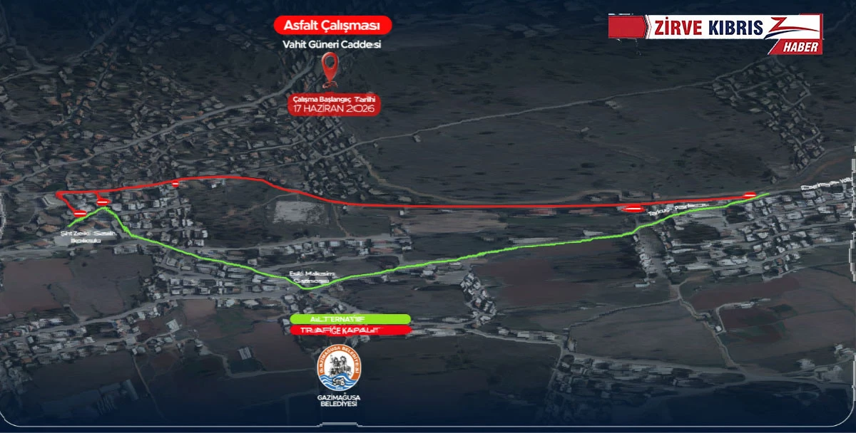 Gazimağusa Derinya B&ouml;lgesinde asfalt &ccedil;alışması başlatılıyor