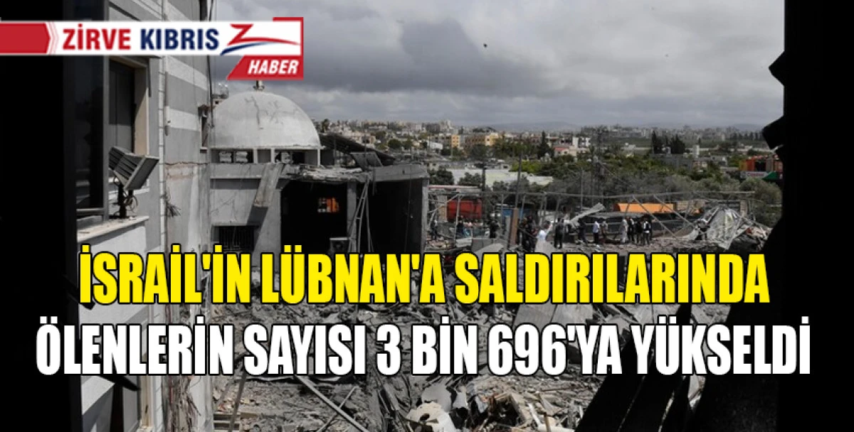 İsrail'in 2 Mart'tan bu yana L&uuml;bnan'a d&uuml;zenlediği saldırılarda &ouml;lenlerin sayısı 3 bin 696'ya y&uuml;kseldi