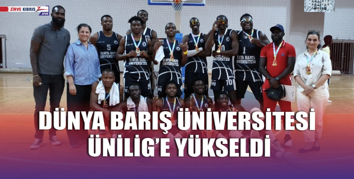 Rakibini 79-57 mağlup eden Dünya Barış Üniversitesi, lig şampiyonu olarak Ünilig’de yükselme başarısı gösterdi