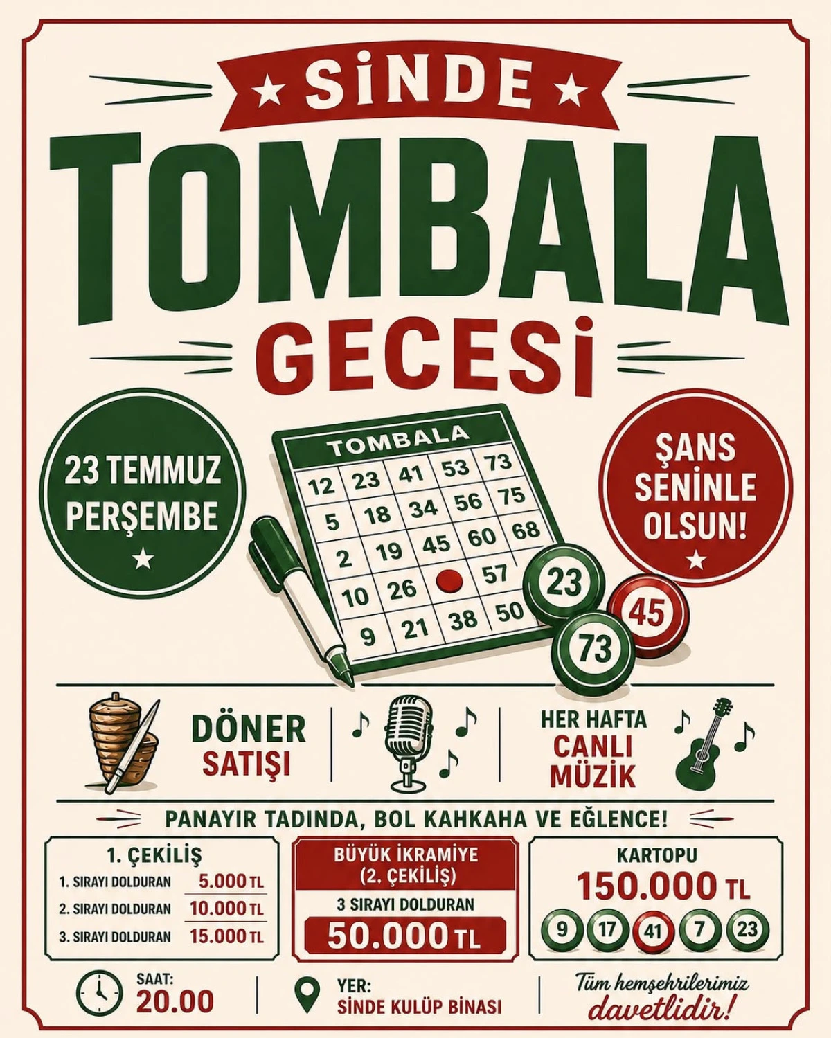 Sinde'de tombala heyecanı başlıyor